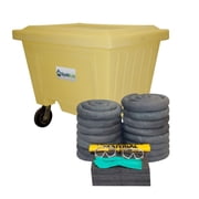 Spillkit Emergency Response Wheeled Large Tote Universal Spill Kit - Includes 123 Gallon Tote, Absorbent Pads & Socks, Disposal Bag, Safety Equipment