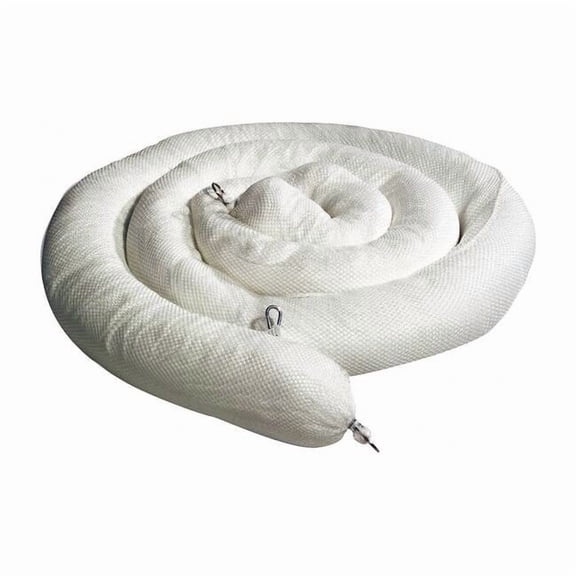 Spilltech Sorbent Boom, 38 gal, 8 in x 20 ft, Oil, White, 2 PK WB820SN