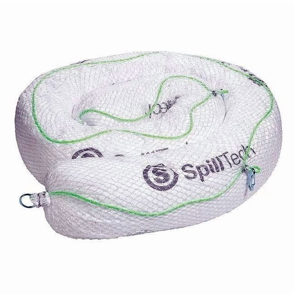 Spilltech Sorbent Boom, 38 gal, 8 in x 10 ft, Oil, White, 4 PK PREM810