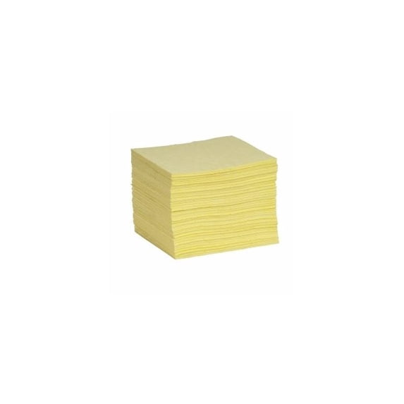 Sorbent Pad, 18 gal, 10 in x 14 in, Harsh Chemicals, Yellow, Polypropylene YPF1014H