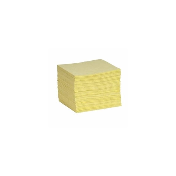Sorbent Pad, 18 gal, 10 in x 14 in, Harsh Chemicals, Yellow, Polypropylene YPF1014H