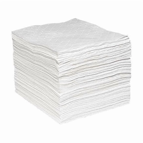 Spilltech Sorbent Pad, 29 gal, 15 in x 19 in, Oil, White, Polypropylene WPB100H