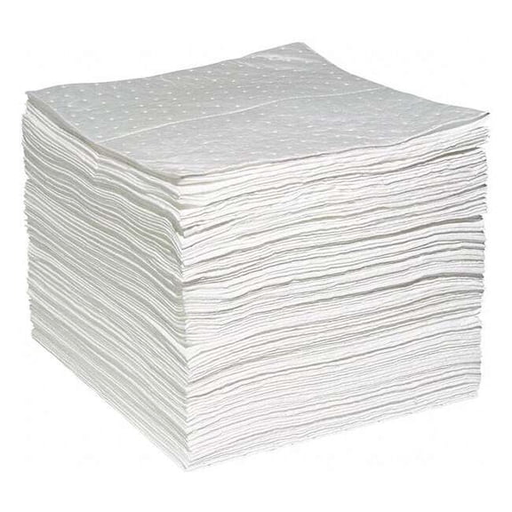 Spilltech Sorbent Pad, 26 gal, 15 in x 19 in, Oil, White, 100 PK WPF100H