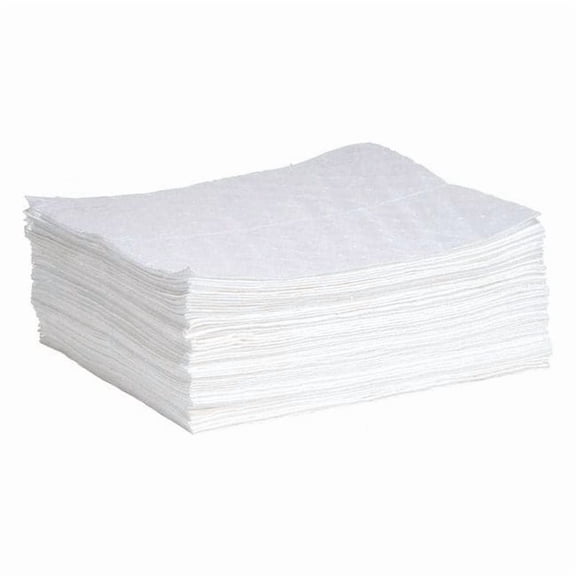 Spilltech Sorbent Pad, 10 gal, 15 in x 19 in, Oil, White, Polypropylene WPD50H