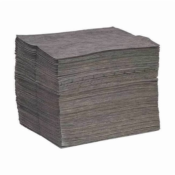 Spilltech Sorbent Pad, 31 gal, 15 in x 19 in, Universal, Gray, 200 PK GPB200S