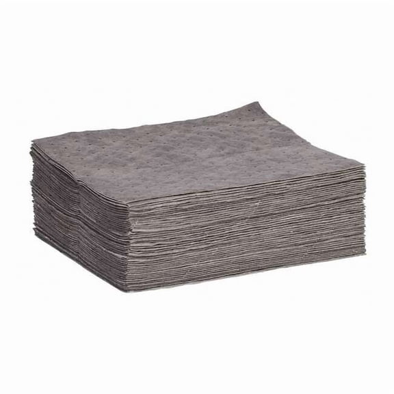Sorbent Pad, 14 gal, 15 in x 19 in, Universal, Gray, Polypropylene GPB50H