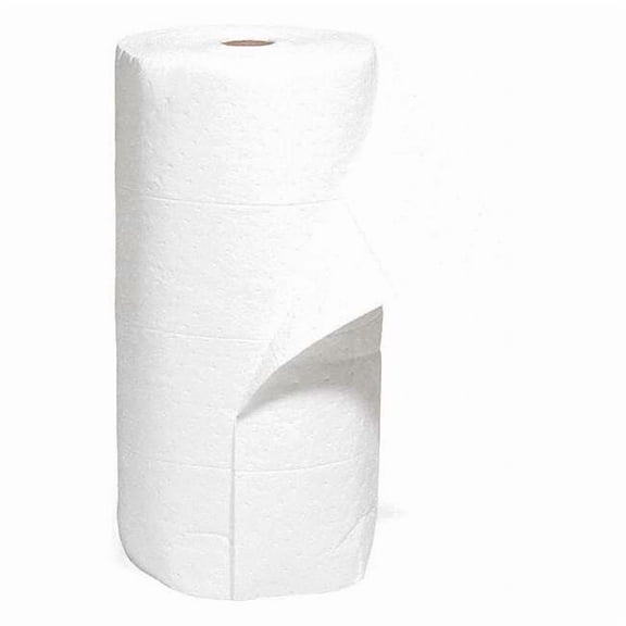 Sorbent Roll, 44 gal, 30 in x 150 ft, Oil, White, Polypropylene WR-H