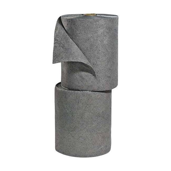 Spilltech Sorbent Roll, 55 gal, 15 in x 150 ft, Universal, Gray, 2 PK GRSB150H