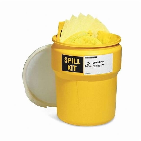 Spill Kit, 10 gal Volume Absorbed per Kit, 10 gal Capacity, Drum, Yellow, 36