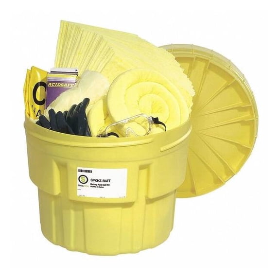 Spill Kit, 21.4 gal Absorbed per Package, 29 lb Drum, Yellow