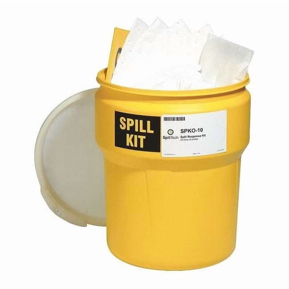 Spill Kit, 10 gal Volume Absorbed per Kit, 10 gal Capacity, Drum, Yellow, 36 SPKO-10
