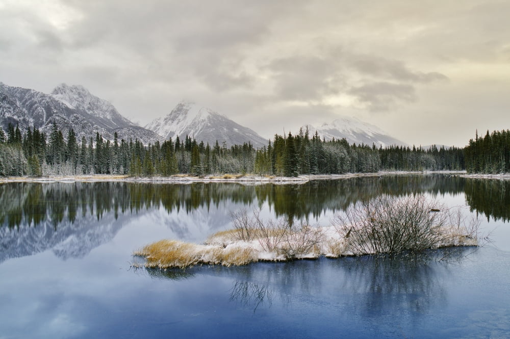 Spillway Lake And The Opal Range Peter Lougheed Provincial Park Alberta Canvas Art - Darwin Wiggett Design Pics (34 x 22)