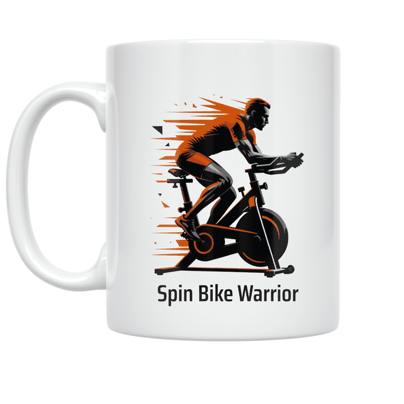 Spin Bike Warrior - Indoor Cycling Fan - 11 oz Ceramic Coffee Mug