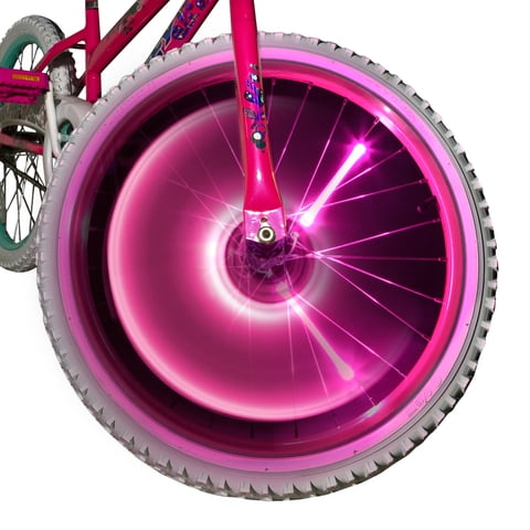 Spin Brightz LED Bicycle Spoke Tube Lights, Weather Resistant, for 1 Wheel, Pink