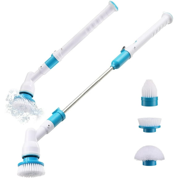 Spin Brush for Cleaning, 300RPM Cordless Electric Spin Scrubber, Long Handle Powerful Cleaning Brush with 3 Replaceable Brush Heads for Bathroom Tub Kitchen Tlie