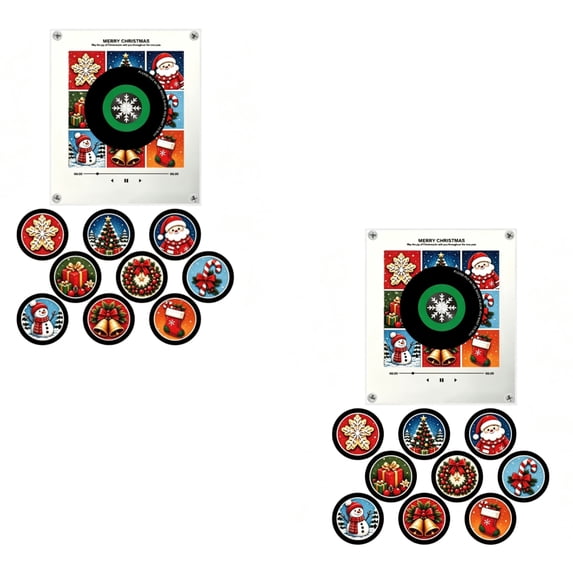 Spin Christmas Music Box Fridge Magnet, Vinyl Record Player with NFC Sound, 2PC