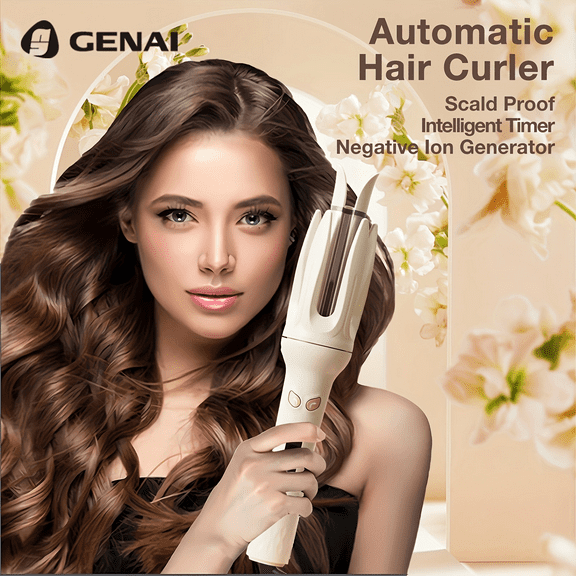 Spin & Curl Hair Wand - Smart Self-Curling Iron for Shiny, Healthy Waves (28mm, 4 Heat Settings)