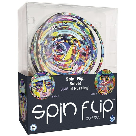 Spin Flip Puzzle: Abstract 2L- 14 Rings - 2-In-1: Double-Sided Puzzle, Spin-Flip-Solve, 360 Degress Of Puzzling, Fidget Toy, Adults & Kids 8+