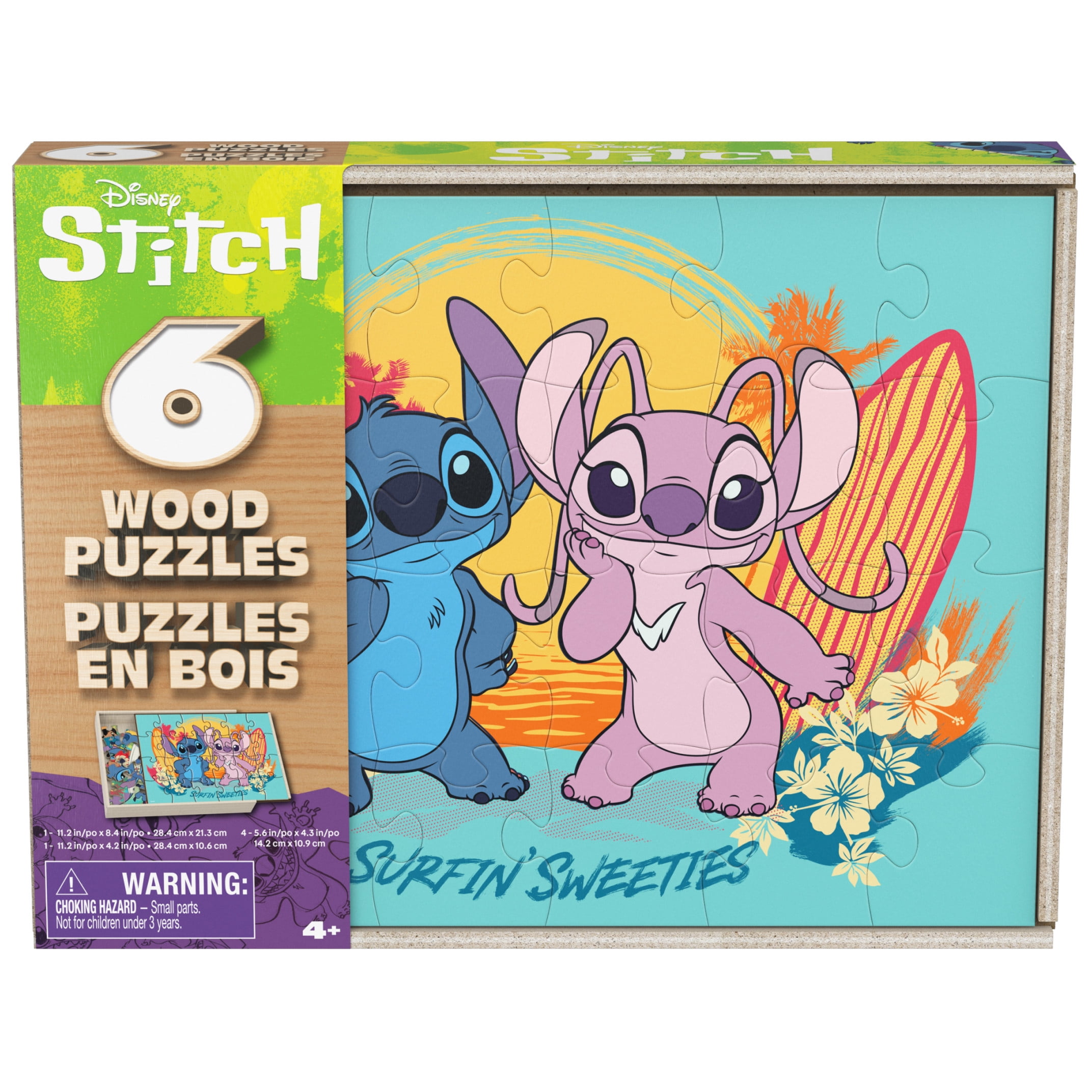 Spin Master Games, 6-Pack of Disney Stitch Wood Jigsaw Puzzles for