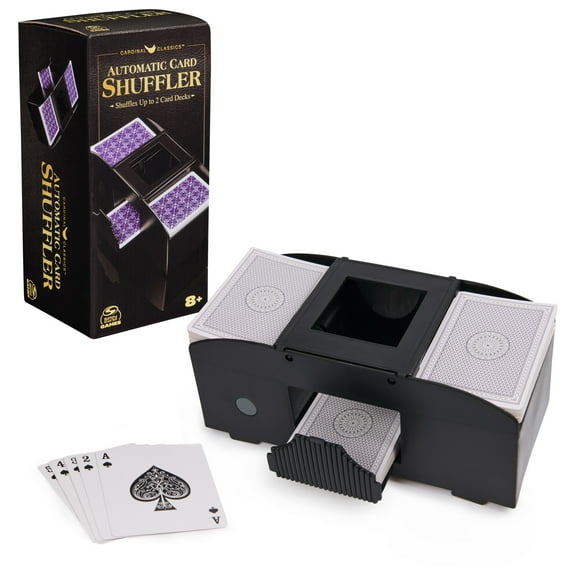Spin Master Games Automatic Card Shuffler (2 Decks), Requires 4 AA Batteries (Not Included), for Ages 8 and up