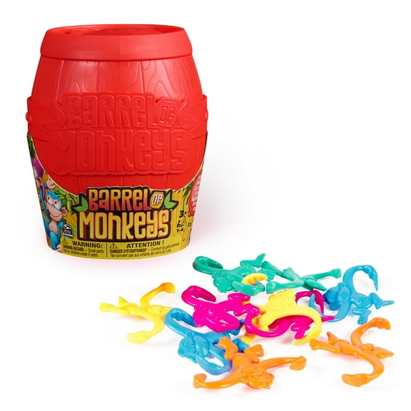 Spin Master Games, Barrel of Monkeys, New Look for the Classic Linking Family Game, Easy Activity Toy for Preschoolers, for Kids & Family, 2-10 Players, For Ages 3 & Up