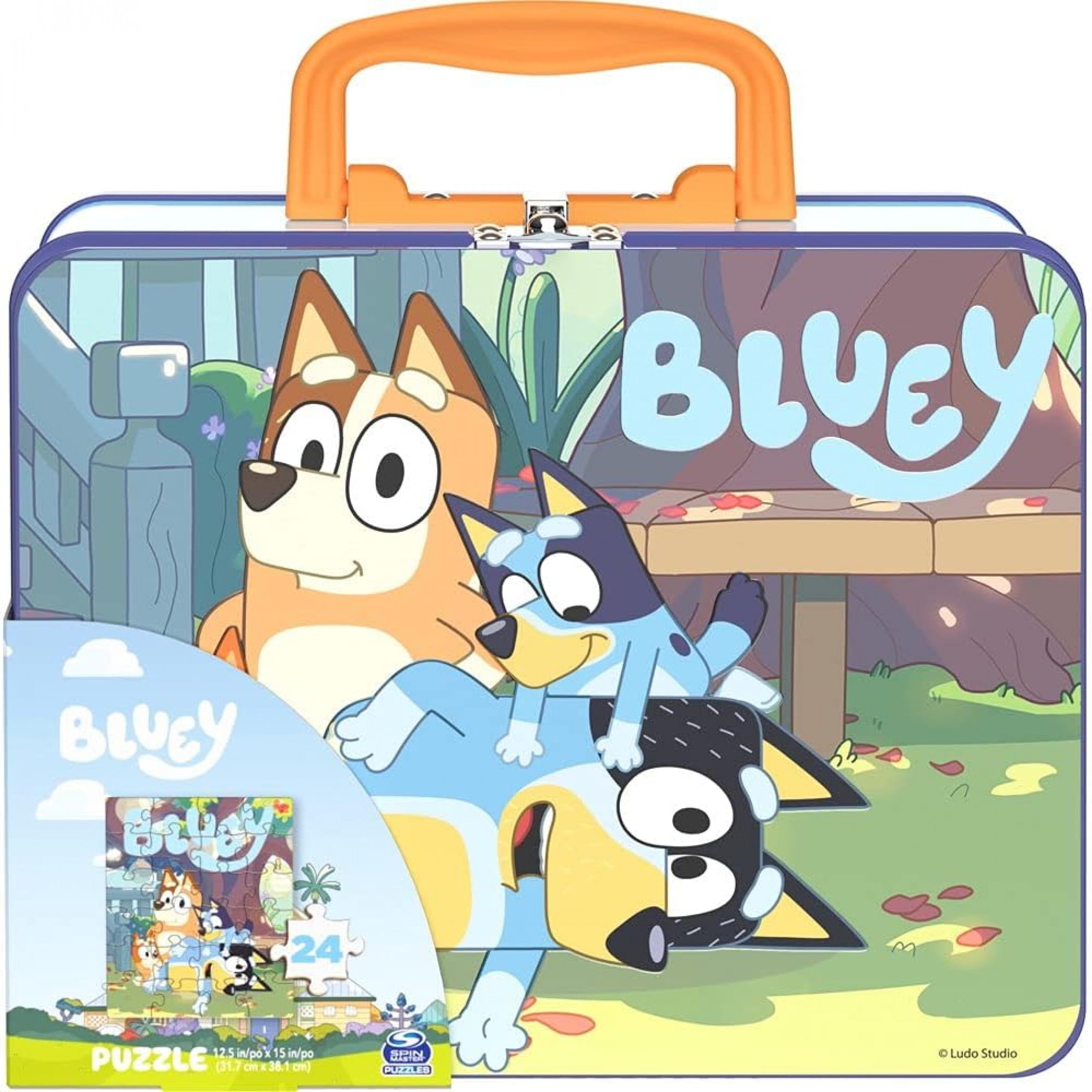 Spin Master Games Bluey and Family Tin Lunch Box with 24-Piece Puzzle
