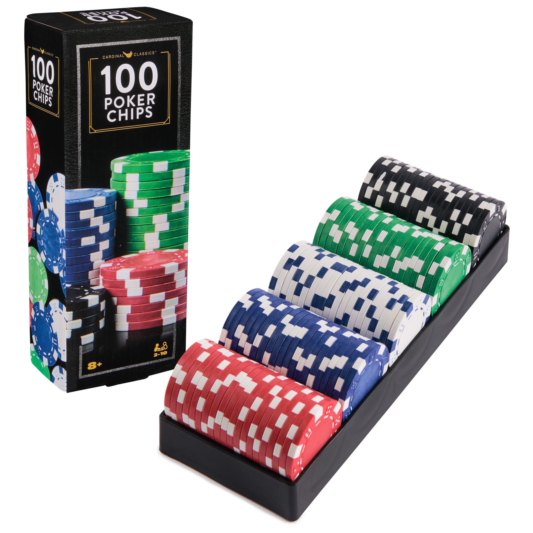 Cardinal Poker Set with 100 Plastic Chips, Storage Tray, Ages 8