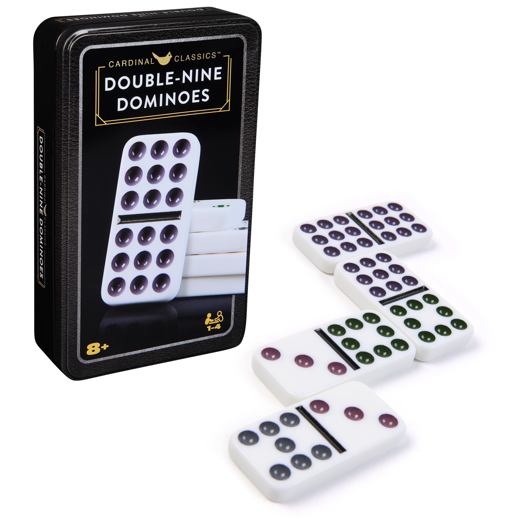Spin Master Games Double Nine Dominoes Set with Storage Tin, Ages