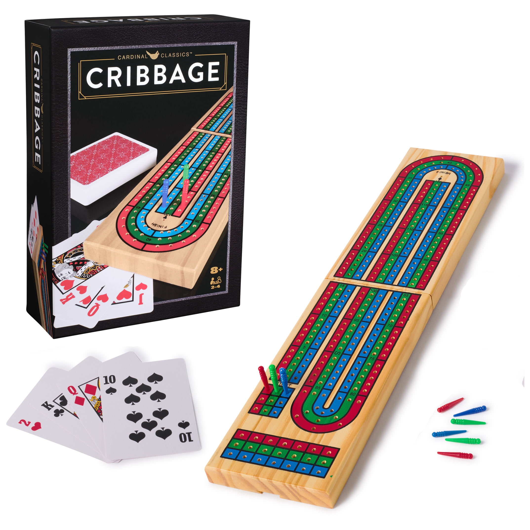 Spin Master Games, Cardinal Classics, Solid Wood Cribbage Folding Board Game, Ages 8 and up