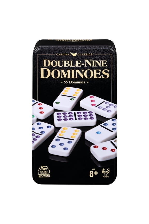 , Classics Double Nine Dominoes Game Set in Storage Tin, for Ages 8+