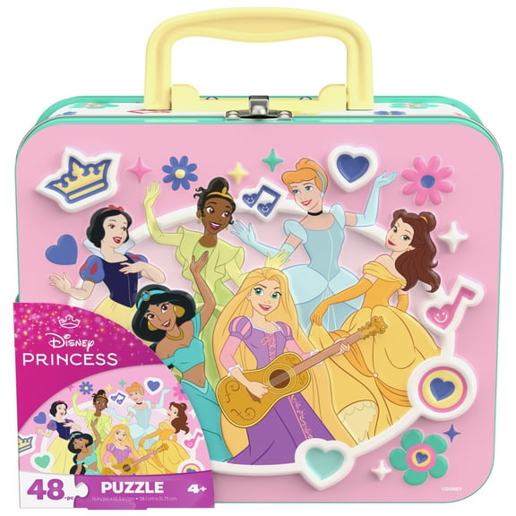 Spin Master Games, Disney Princess 48-Piece Puzzle in Tin with Handle, for Families and Kids Ages 4 and up
