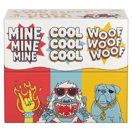 Spin Master Games, Family Card Games 3 Pack: Cool Cool Cool, Woof Woof Woof & Mine Mine Mine, Family Game Night, Valentine's Day Gifts for Couples, 2-8 Players, for Ages 7 & Up