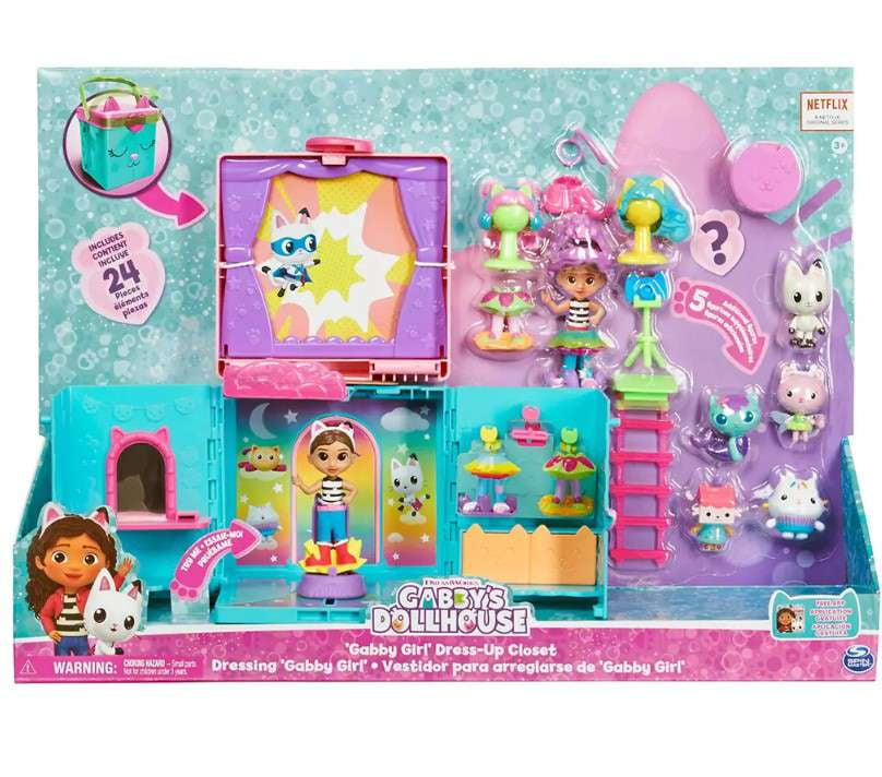 Spin Master Games Gabby's Dollhouse Rainbow Closet Playset with Exclusive Gabby Figure and 5 Pals