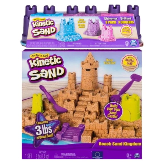 Spin Master Kinetic Sand -Beach Sand Kingdom- Bonus Shimmer Sand 3 Pack