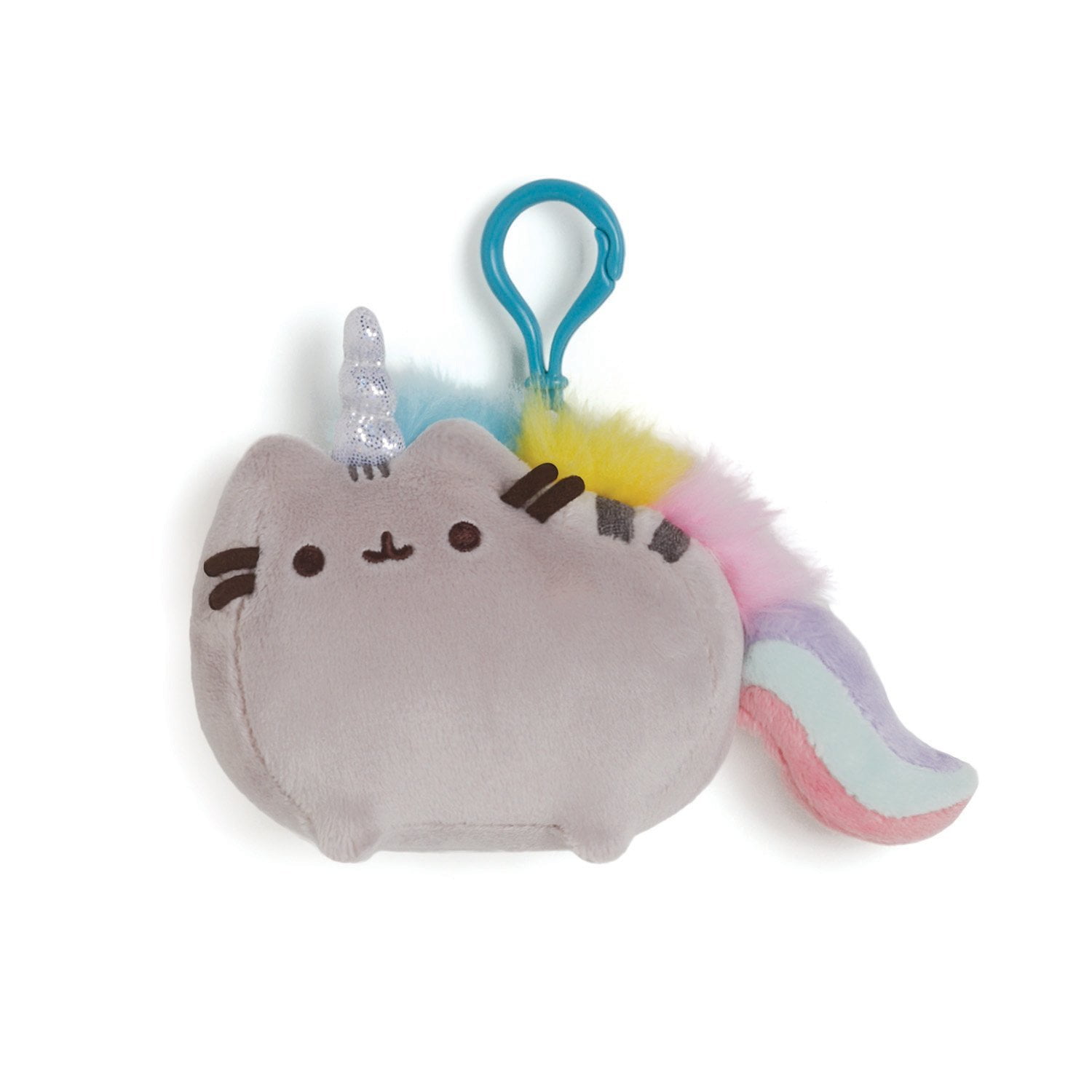 Pusheenicorn Backpack Clip – Unicorn Cat Plush Keychain, 4.5" Grey Soft Stuffed Animal – Official Pusheen Toy Gift for Fans, Bags & Collectors