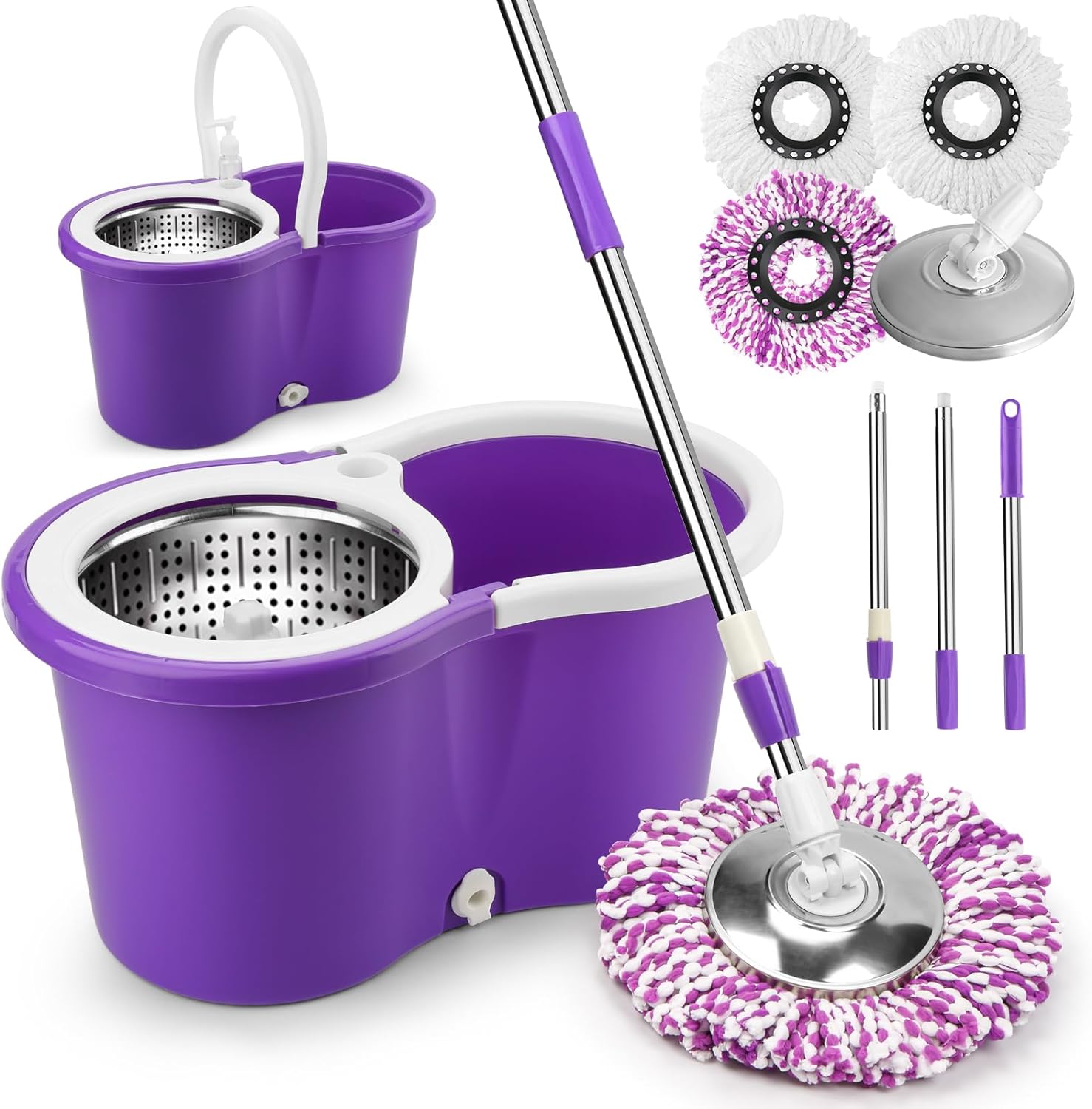 Spin Mop And Bucket Mop And Bucket With Wringer Set 360° Spinning Mop Bucket With 3 Microfiber 2658