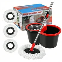 Spin Mop And Bucket With  Set, 360 °   Mop And Bucket System With 3 Microfiber Mop Refills And 61" Extended Handle For Floor Cleaning