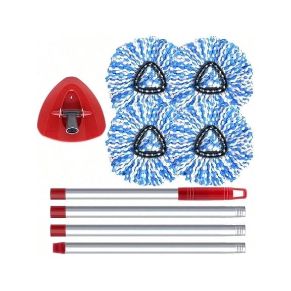 Spin Mop, Base, 4 Microfiber Mop Refills, 1 Base And 30 - 58in Handl Set Combo Blue 2 System