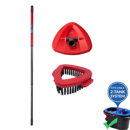 Spin Mop Base Scrub Brush + 22/49in Spin Mop Handle + Triangle Base Combo Set Compatible with O Cedar Rinseclean Triangle Spin Mop 2-Tank System