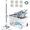 thumbnail image 1 of Spin Mop Bucket Deluxe 360 Spinning Floor Cleaning System with 6 Microfiber Replacement Head Refills,62" Extended Handle,4X Wheel for Home Cleaning, 1 of 8