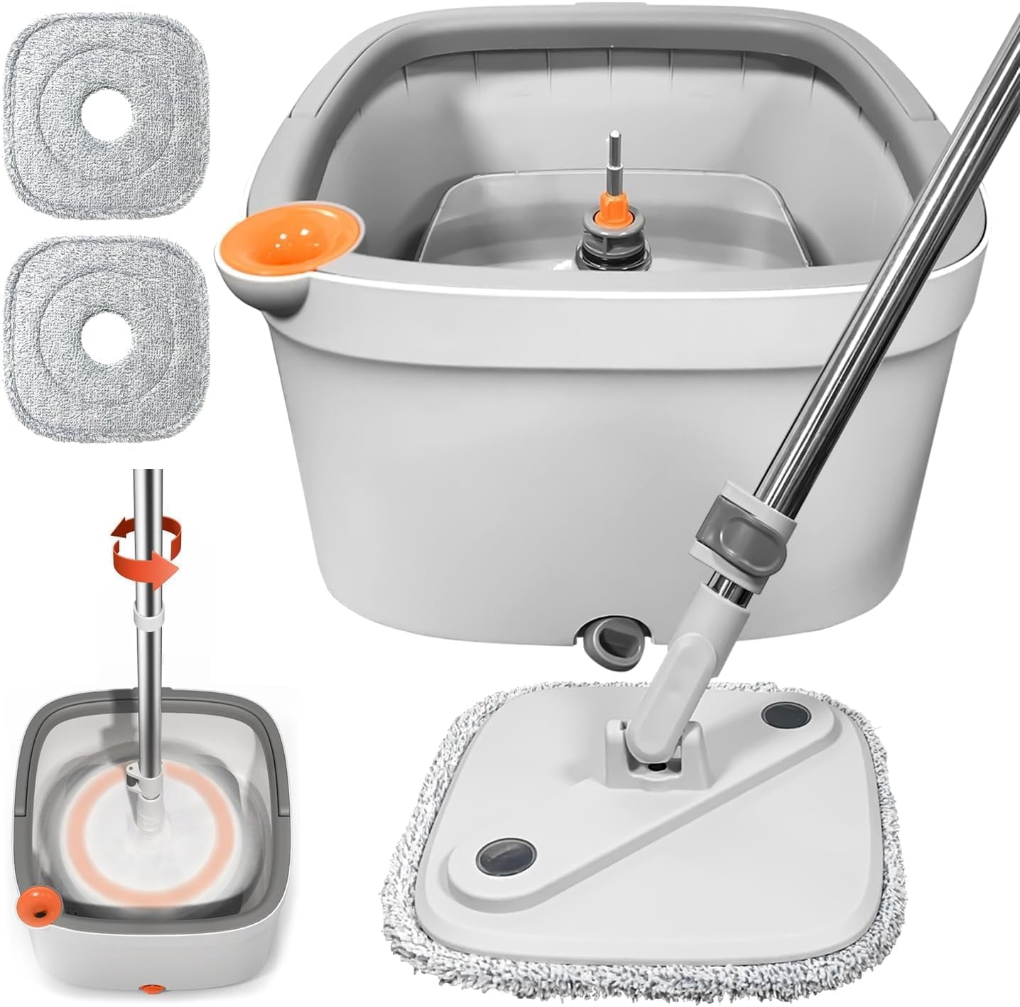 Spin Mop and Bucket with M16 Self Separation Dirty and Clean Water ...