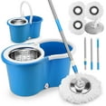 thumbnail image 1 of Spin Mop and Bucket, Mop and Bucket with Wringer Set 360° Spinning Mop Bucket with 3 Microfiber Mop Heads 61" Telescoping Handle for Office and Home Floor Cleaning (Blue), 1 of 6