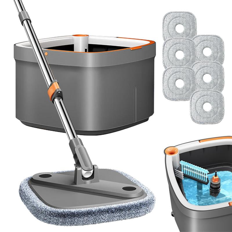 Spin Mop and Bucket with Self Separation Dirty and Clean Water System