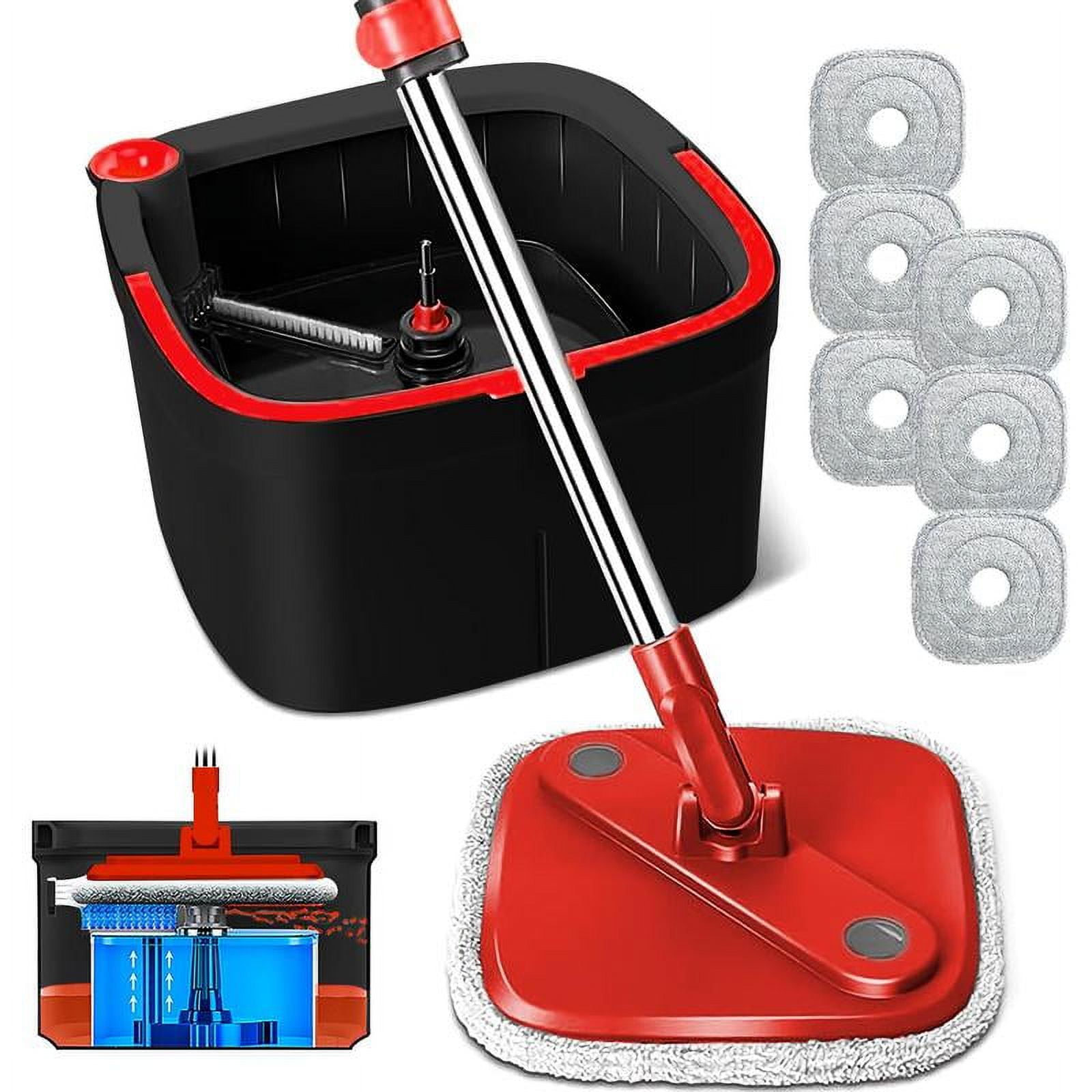 Spin Mop and Bucket with Self Separation Dirty and Clean Water System