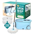 thumbnail image 1 of Spin Mop & Bucket Set - 360° Self-Wringing System with Wheels, Stainless Steel Handle Hands-Free Floor Cleaning for Hardwood, Tile, Laminate Includes 2 Washable Microfiber Head Refills, 1 of 4