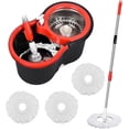 thumbnail image 1 of Spin Mop and Bucket Set, 360° Spin Mop and Bucket with Wringer Set and 3 Microfiber Mop Replacement Heads Refills, 61" Stainless Steel Extended Handle Spinning Mop Bucket System for Floor Cleaning, 1 of 7