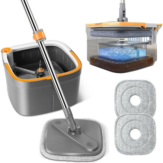 Spin Mop And Bucket Set With Self Separation Dirty And Clean Water System Square Mop Bucket Spin Mop And Bucket Set With Self Separation Dirty And Clean Water System Square Mop Bucket