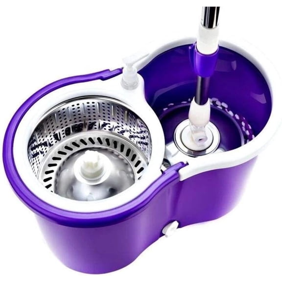 Spin Mop and Bucket Set with Wringer  360 Rotating Microfiber Mop for Floor Cleaning, Easy Self-Wringing System with Extendable Handle, Hands-Free Household Cleaning for Hardwood, Tile & Laminate