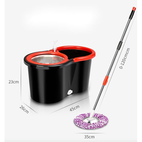 Spin Mop & Bucket Set with 2 Microfiber Mop Heads