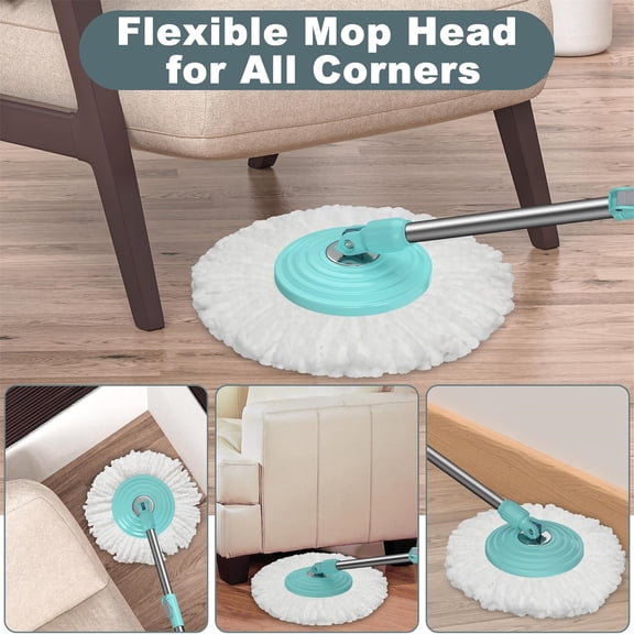 Spin Mop and Bucket System, Mop and Bucket ,Mops for Floor Cleaning,Household Supplies Tools with 6 Replacement Refills,61" Extended Handle for Household Hardwood Floor